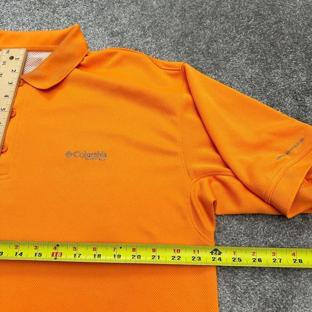 Columbia PFG Omni Shade Perfect Cast Polo Shirt Mens Orange Short Sleeve Fishing